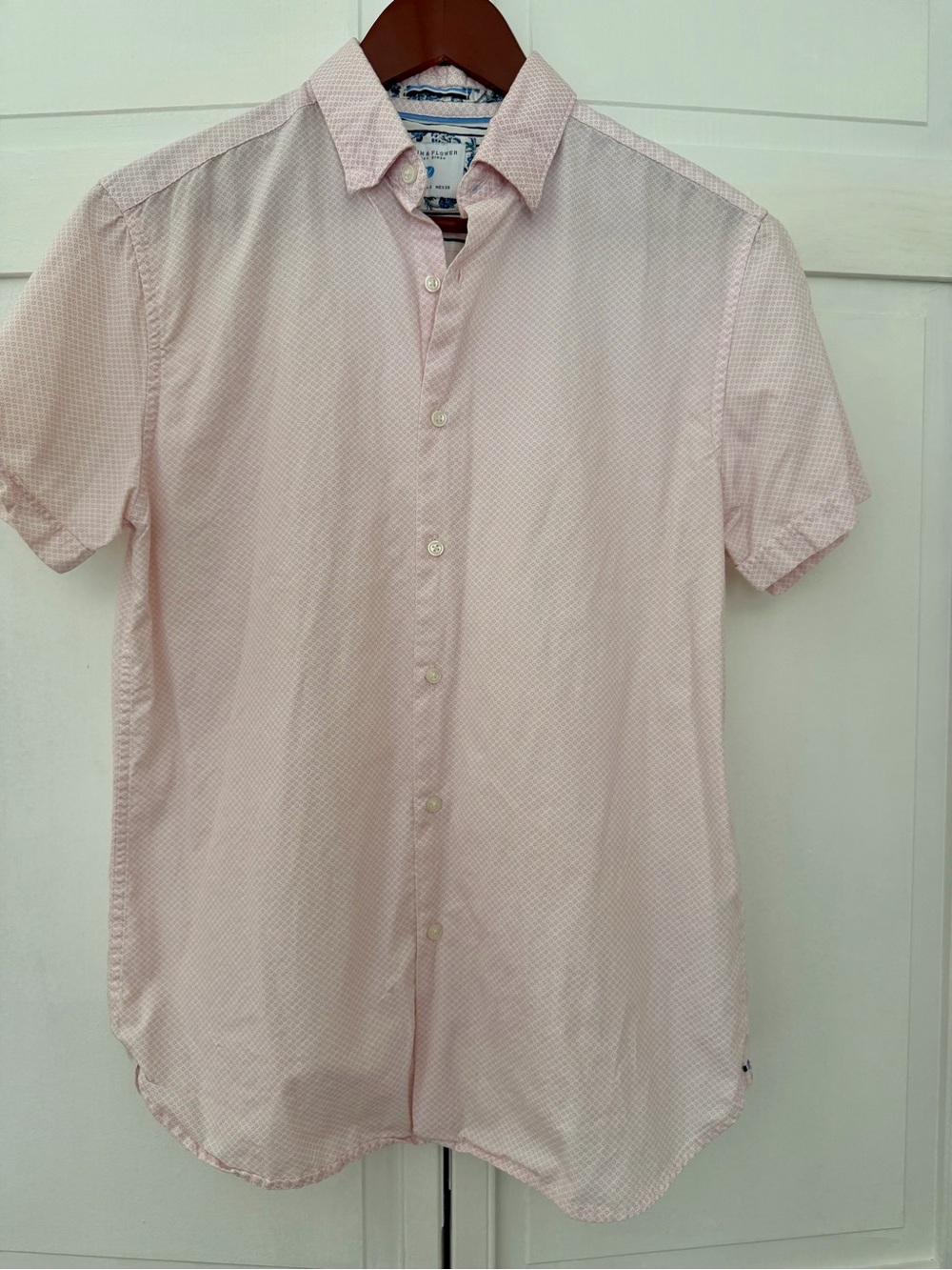 Denim & Flower Light Pink Short-Sleeve Button-Down Shirt